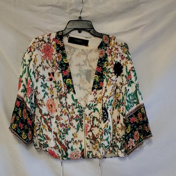 ZARA Floral Print Kimono Jacket - Picture 6 of 11